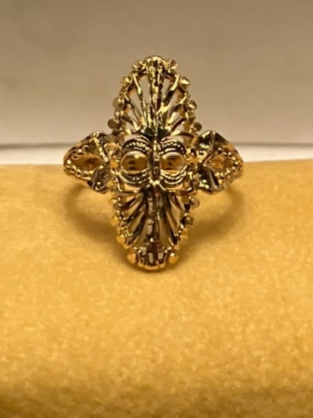Gold Filigree Statement Ring New in Box